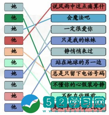 汉字找茬王连线他她的歌怎么玩