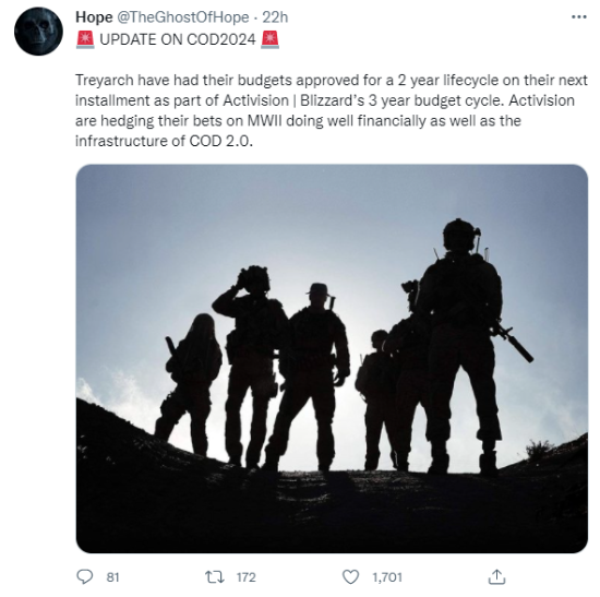 不再是年货？曝2024年的使命召唤将持续更新两年