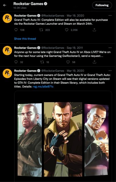 GTA4重制版要来了？R星频繁点赞相关旧推文