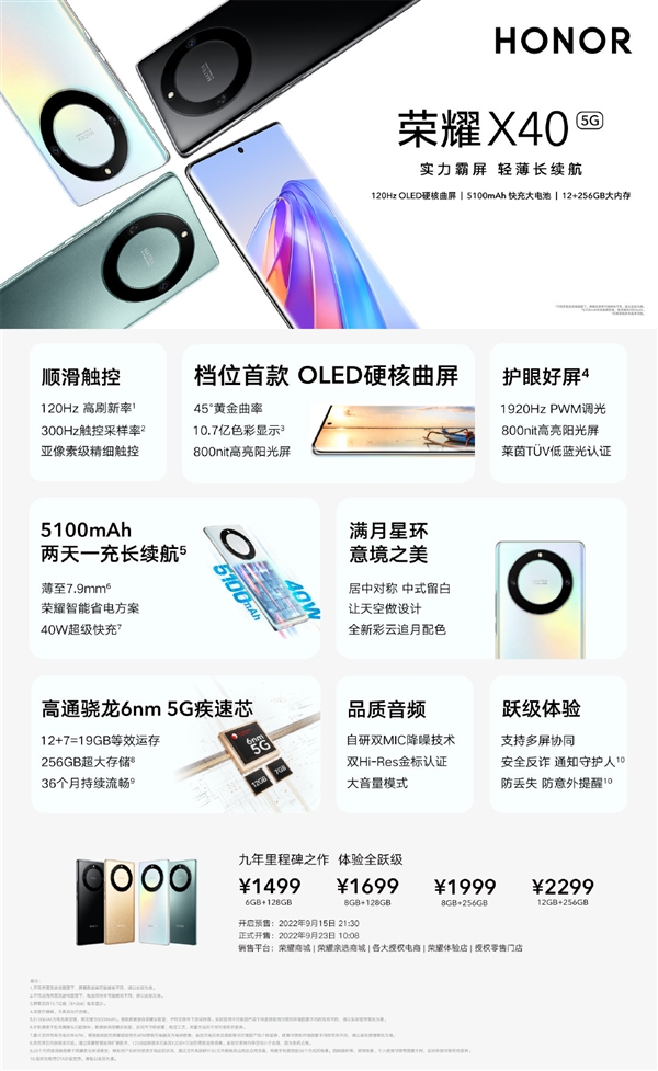 一图了解荣耀X40：和iPhone 14一样重 却塞进了5100mAh电池