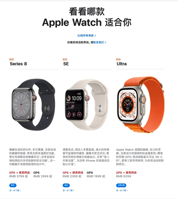 苹果更新产品页面：Apple Watch新款均支持蓝牙5.3图片