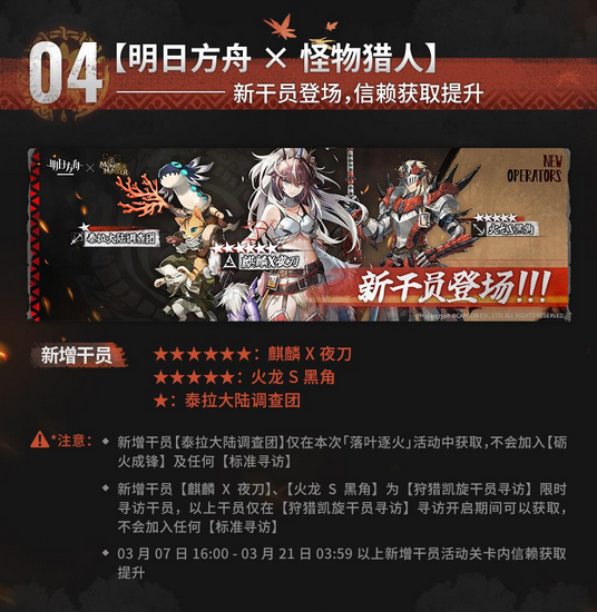 《明日方舟》将与卡普空《怪物猎人》展开联动 3月7日正式公布截图